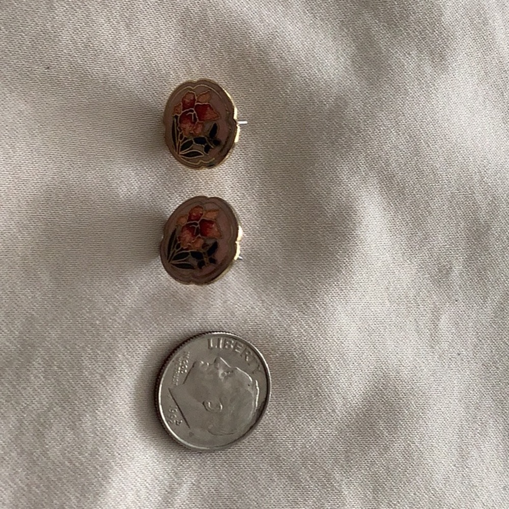 Elegant Iris and butterfly cloisonné Floral Earrings